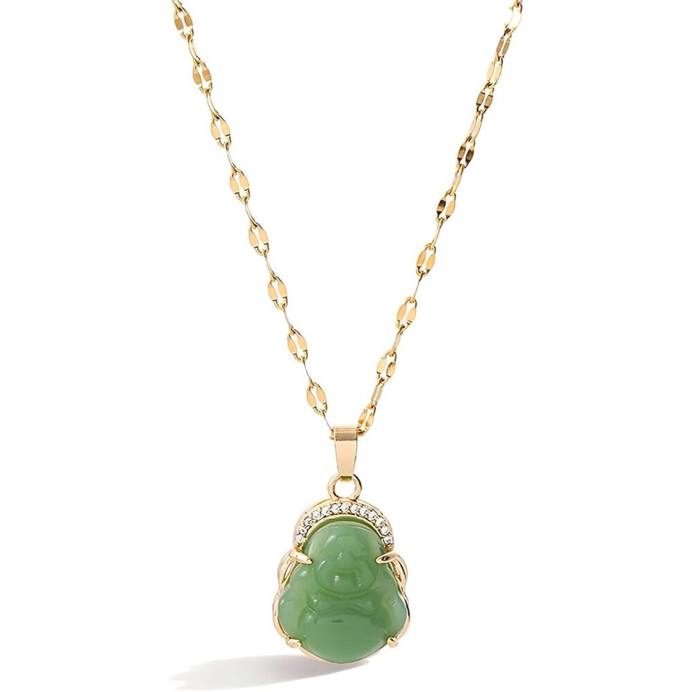 Jade Necklace for Women Buddha Jade Necklaces Green Crystal Necklace Lucky Buddh
